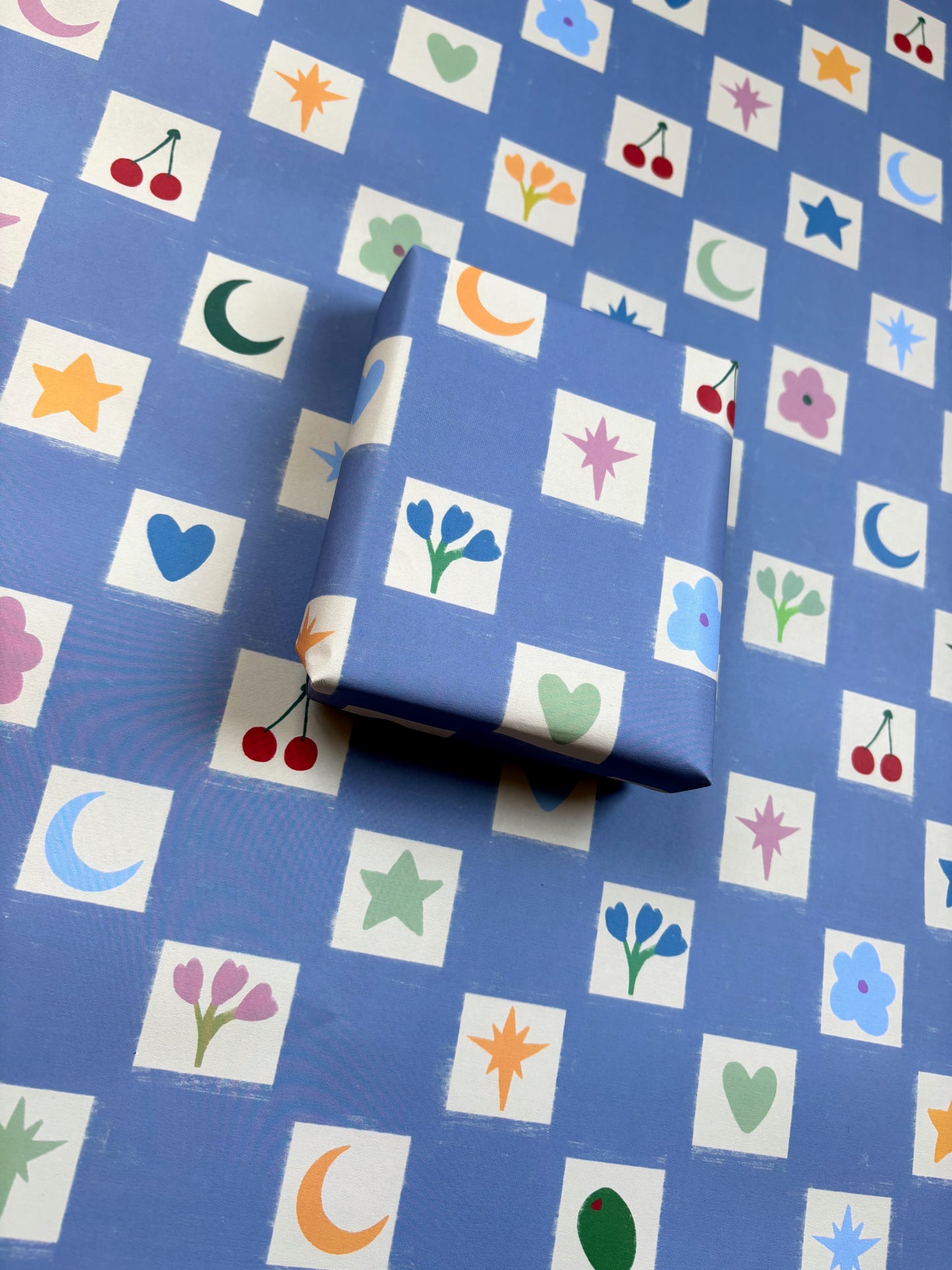 Blue Hand Drawn Party A2 Wrapping Paper Sheet