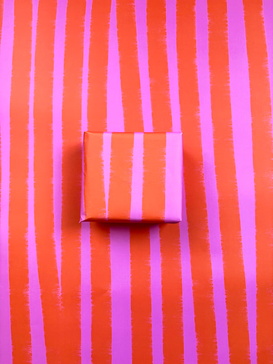 Pink and Orange Stripe A2 Wrapping Paper Sheet
