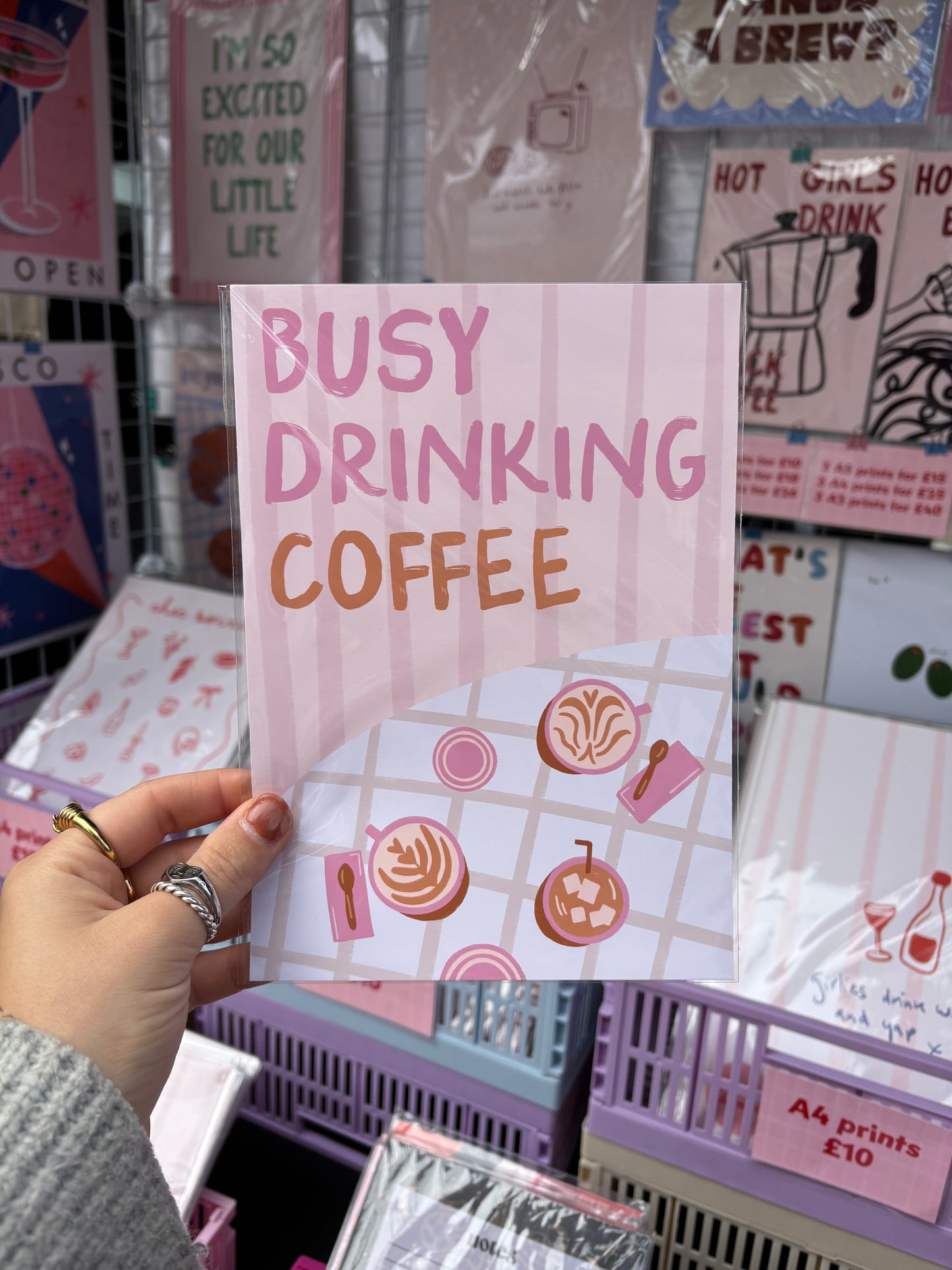 Busy Drinking Coffee – Coffee Shop Print