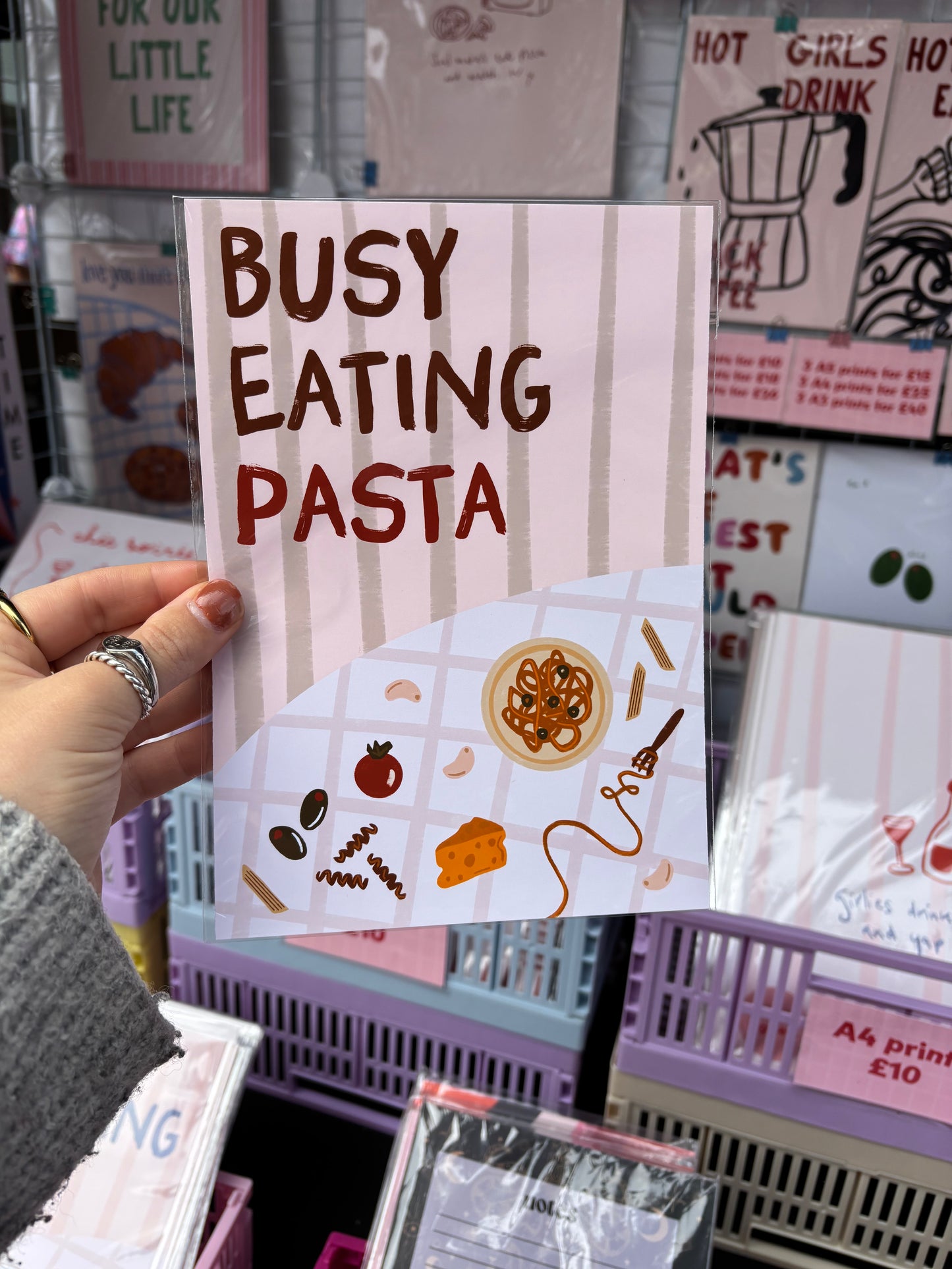 Busy Eating Pasta Italian Print