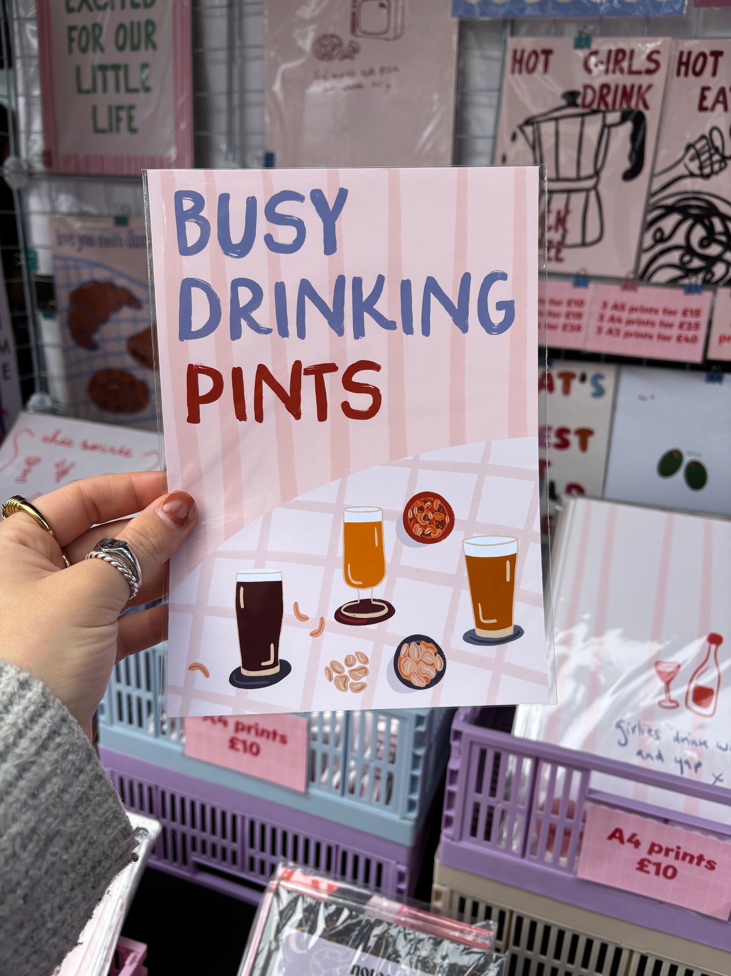 Busy Drinking Pints Bar Print
