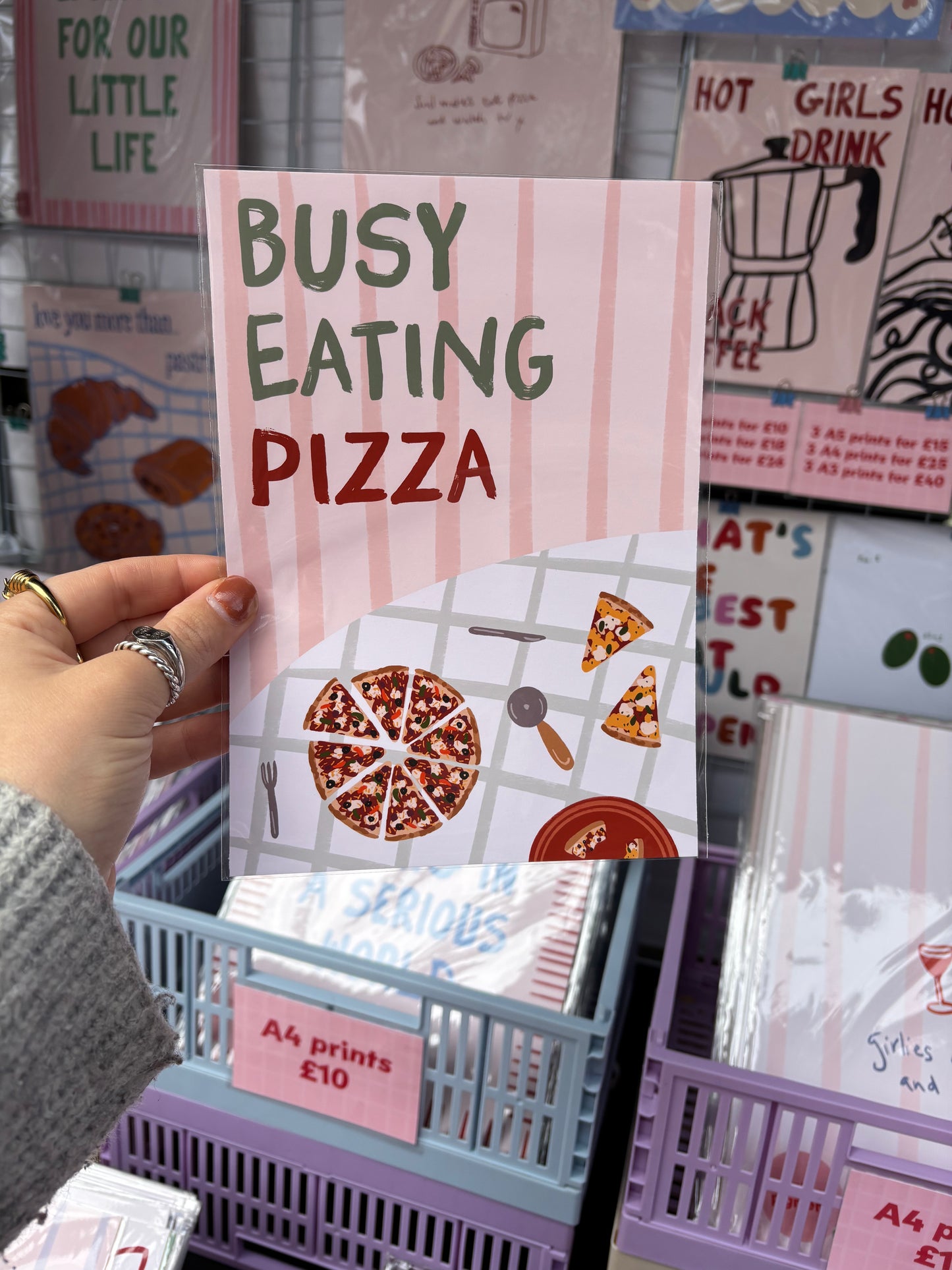 Busy Eating Pizza Italian Print