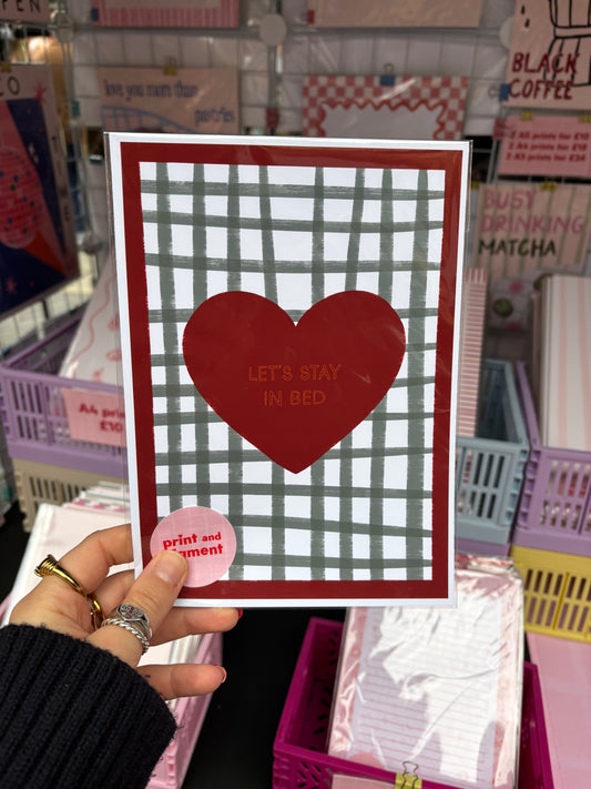 Let's Stay in Bed Checkered print