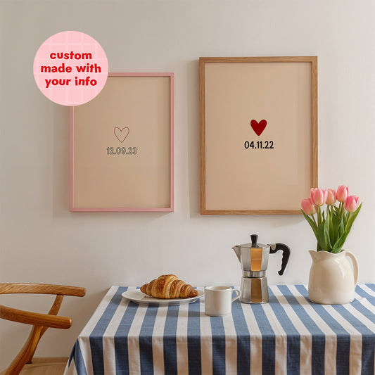 Personalised Mini Love Heart Special Date Print