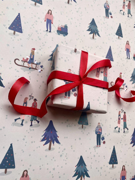 Illustrated Christmas Characters A2 Wrapping Paper Sheet