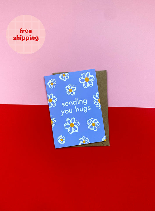 Sending You Hugs Purple Flower Card