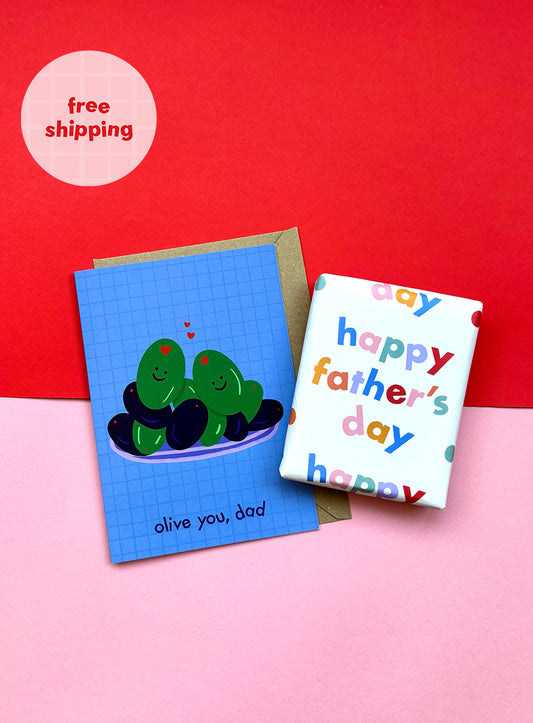 Olive You Dad Cute Pun card