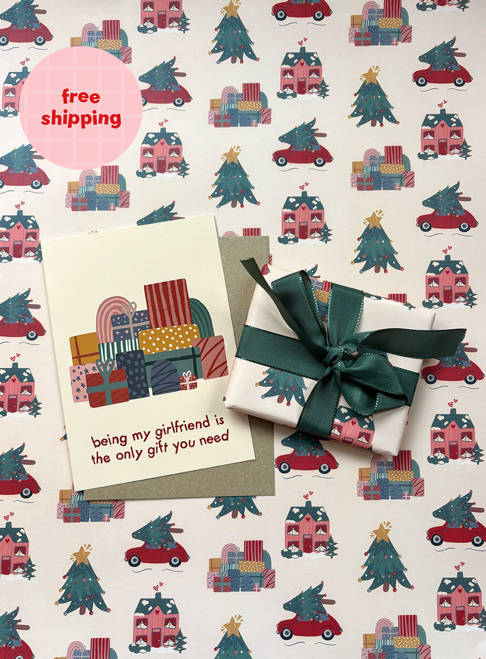 Being My Girlfriend Is The Only Gift You Need Festive Card