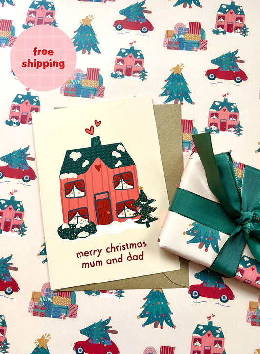 Merry Christmas Mum and Dad Festive Card