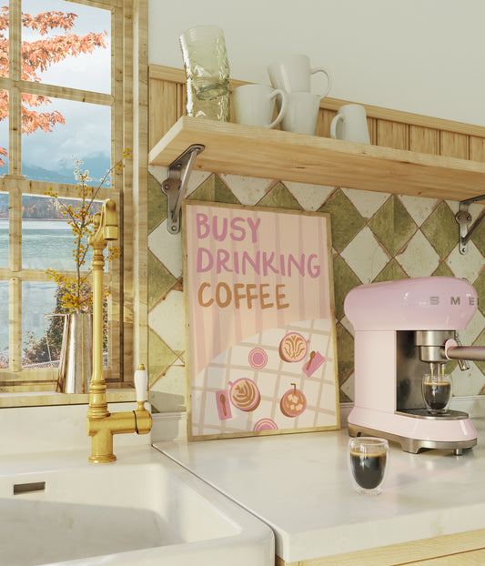 Busy Drinking Coffee – Coffee Shop Print