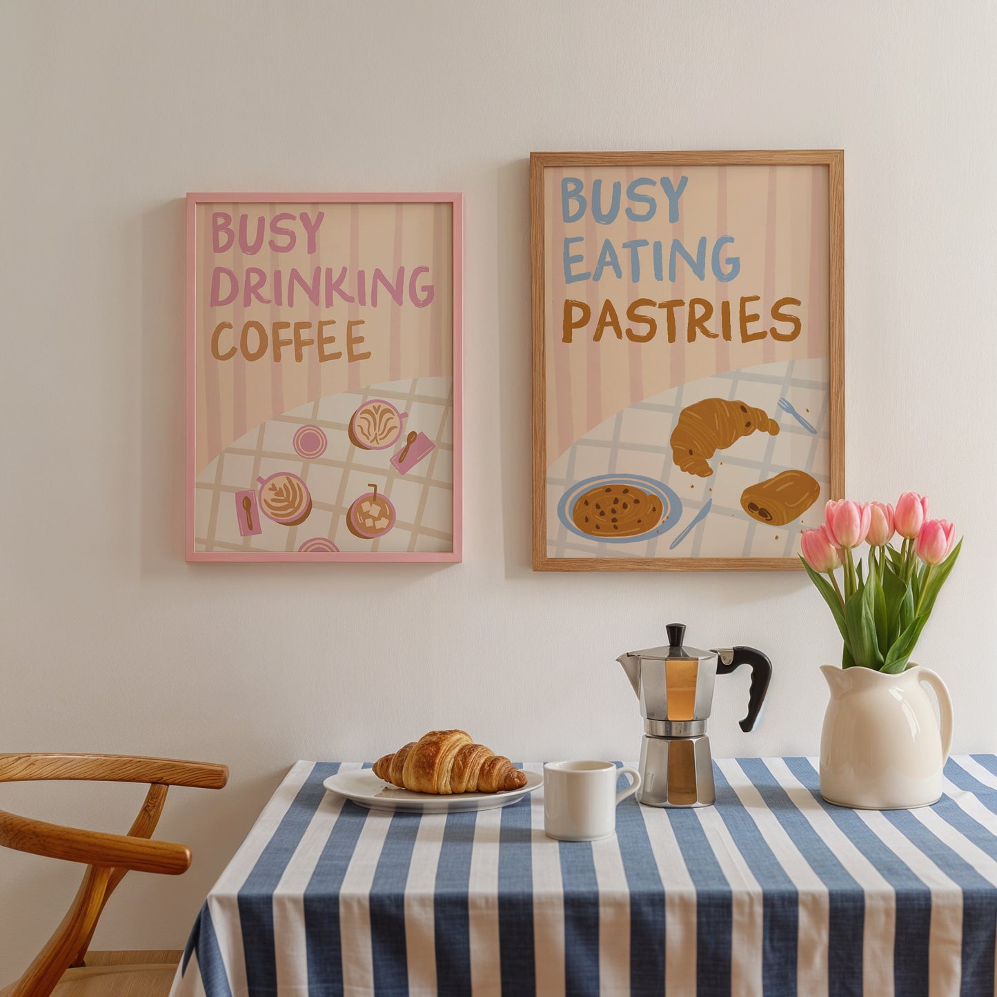 Busy Eating Pastries Coffee Shop Croissant Print