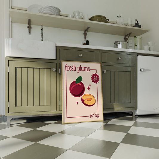 Fresh Plums Vintage Market Print