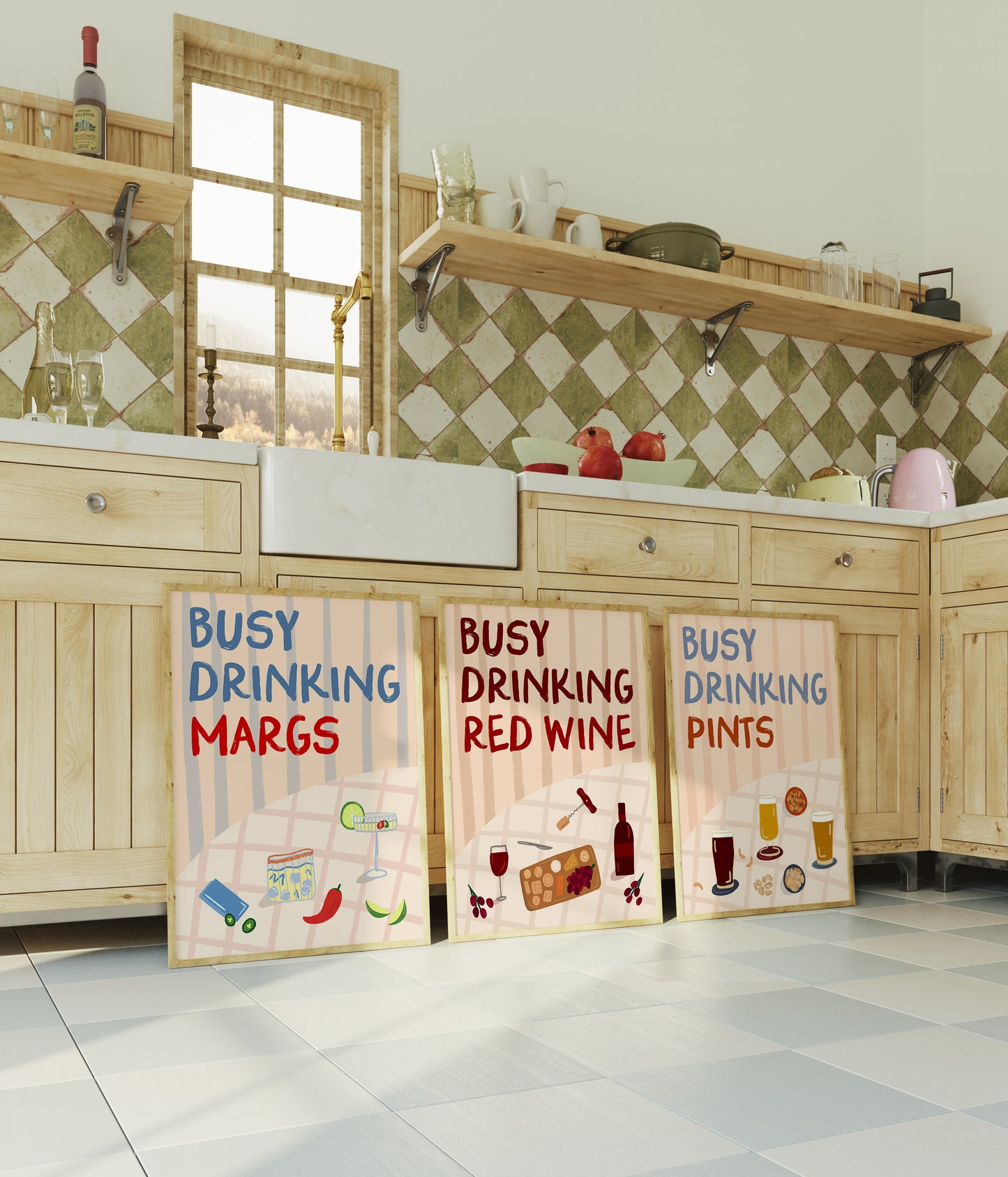 Busy Drinking Margs Cocktail Bar Cart Print