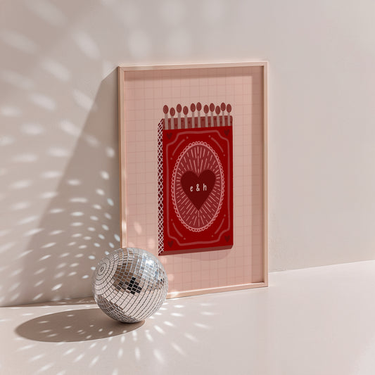 Personalised Couples Vintage Matchbox Love Print