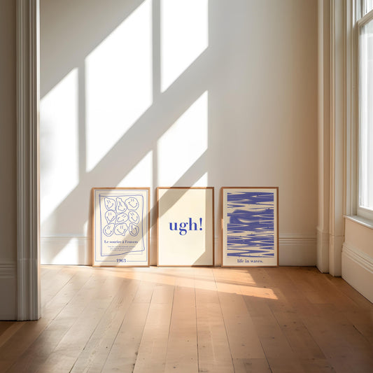 Ugh! Blue Typography Print