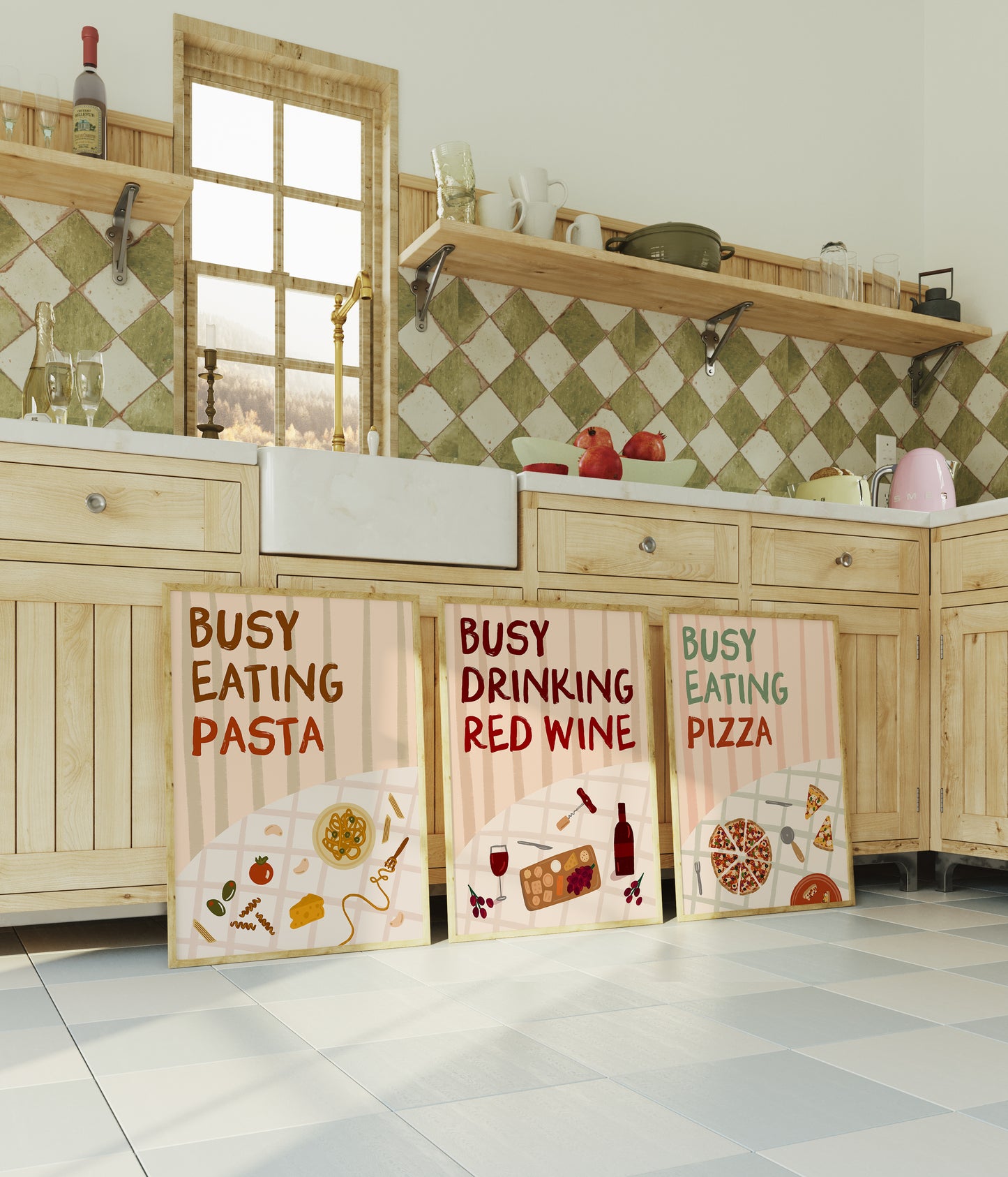 Busy Eating Pasta Italian Print