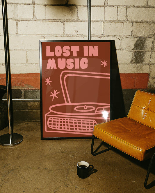 Lost In Music Record Player Print