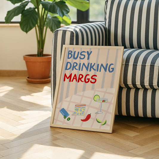 Busy Drinking Margs Cocktail Bar Cart Print