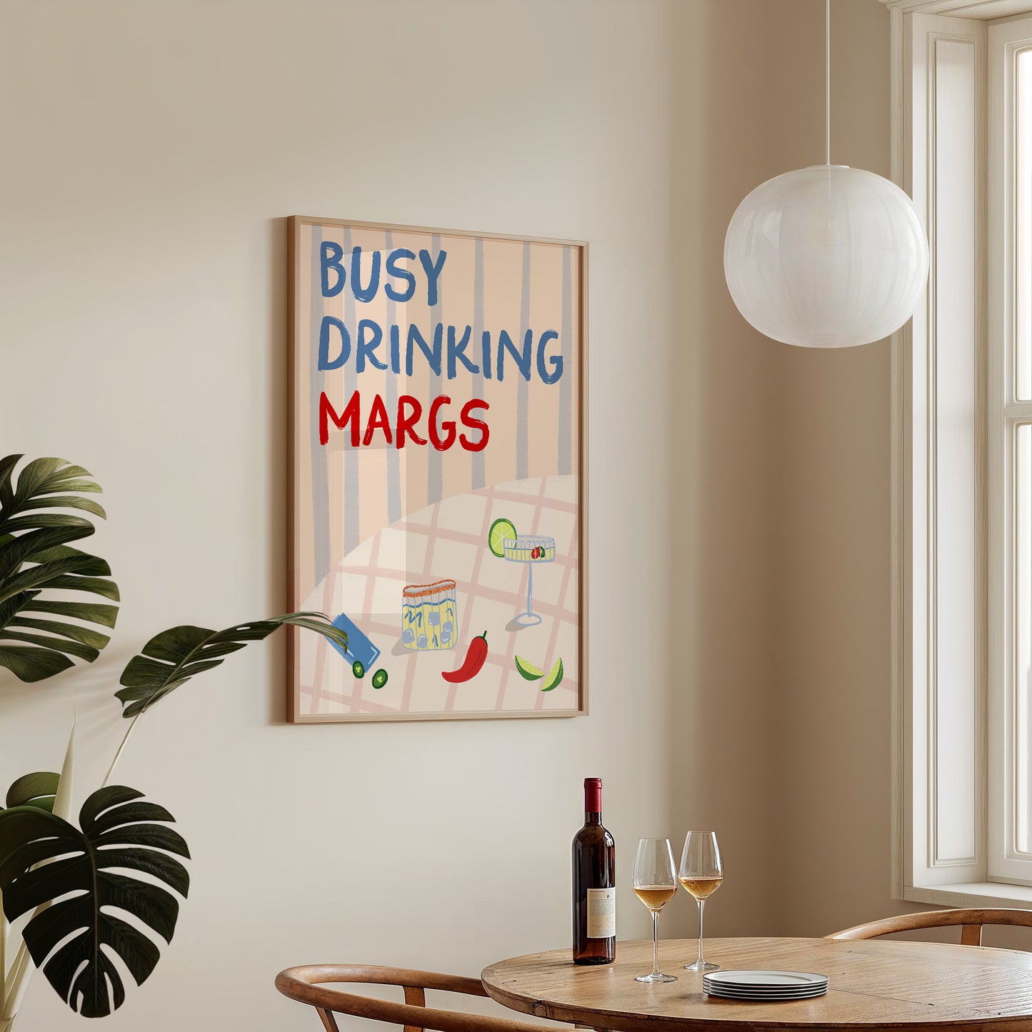 Busy Drinking Margs Cocktail Bar Cart Print