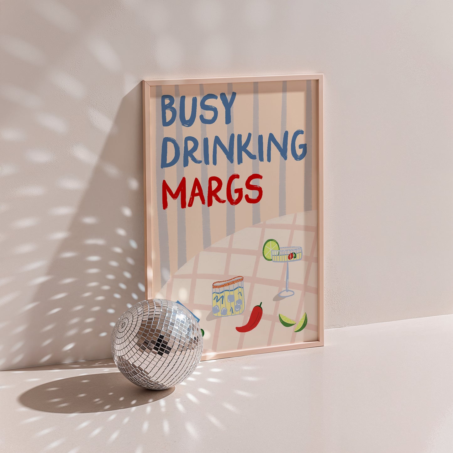 Busy Drinking Margs Cocktail Bar Cart Print