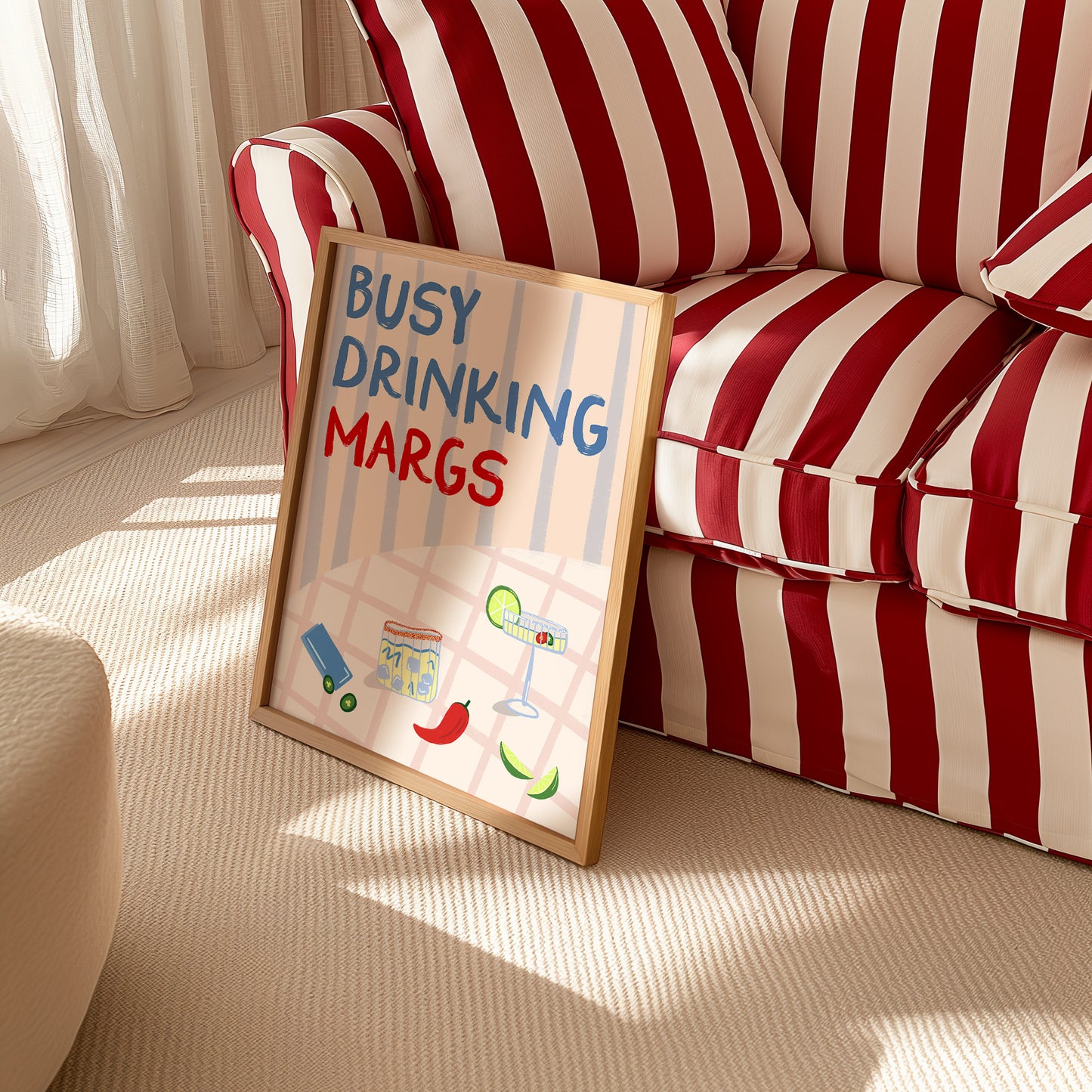 Busy Drinking Margs Cocktail Bar Cart Print