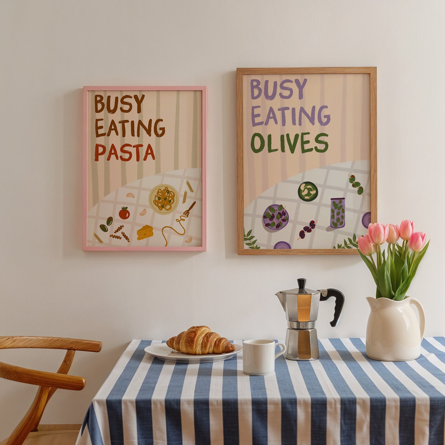 Busy Eating Pasta Italian Print