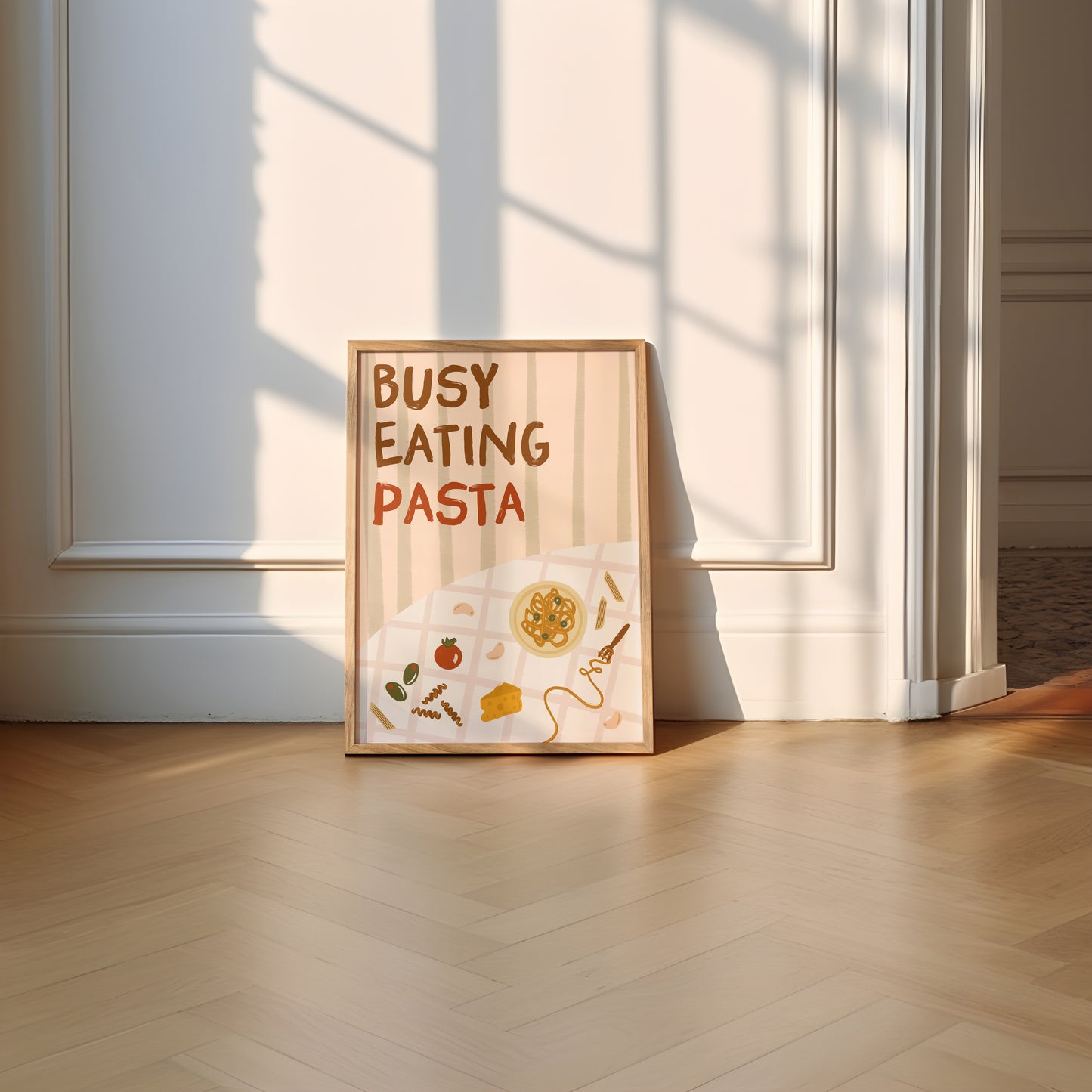 Busy Eating Pasta Italian Print