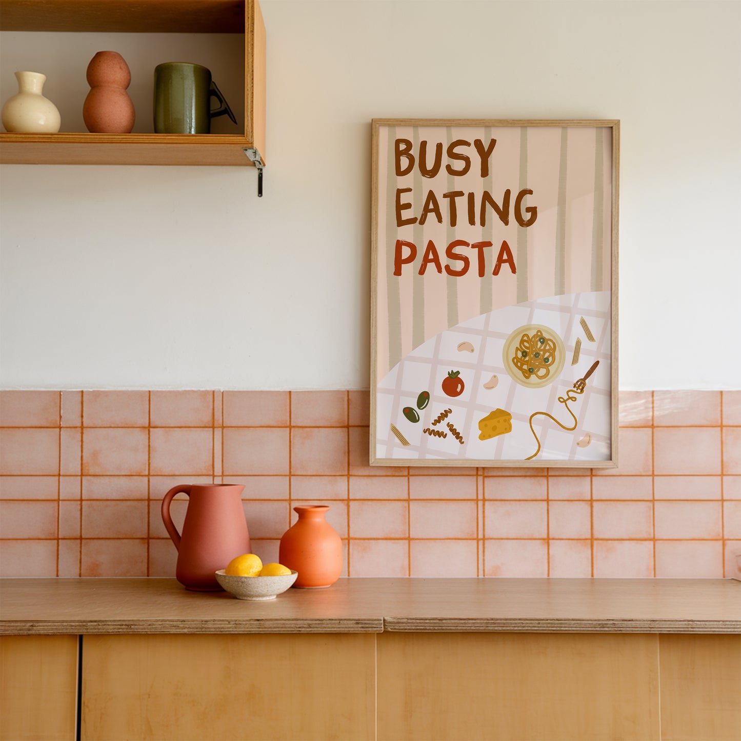 Busy Eating Pasta Italian Print