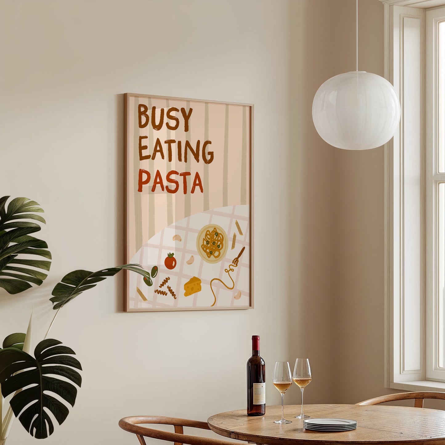 Busy Eating Pasta Italian Print