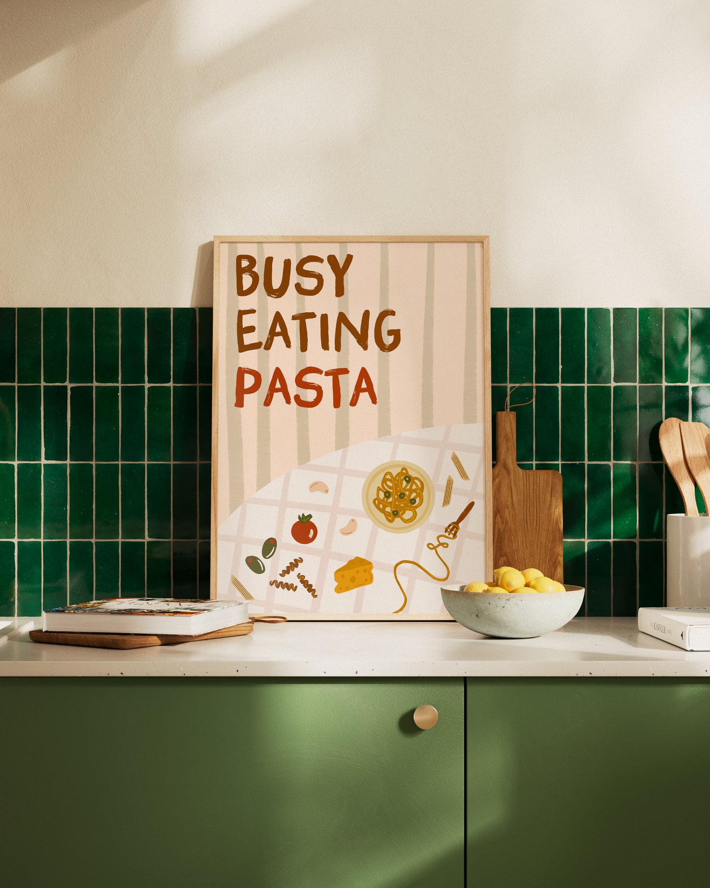 Busy Eating Pasta Italian Print