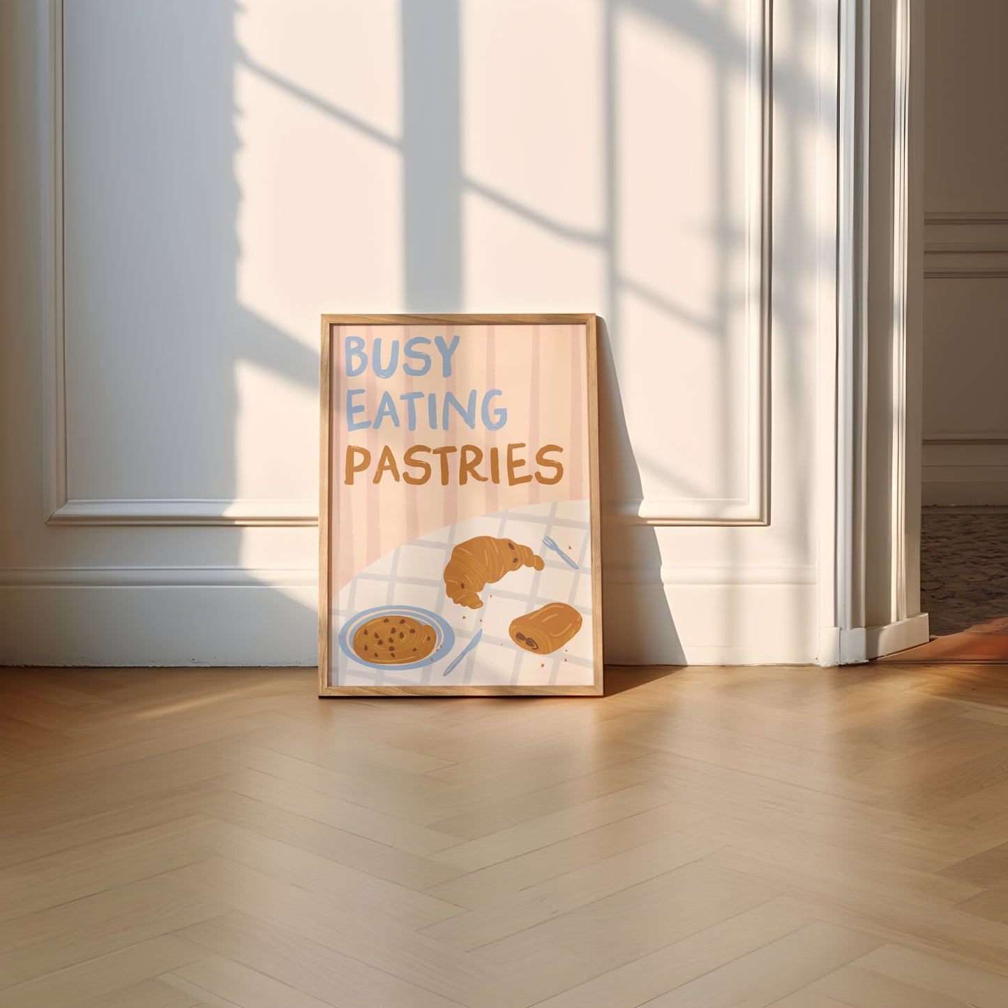 Busy Eating Pastries Coffee Shop Croissant Print