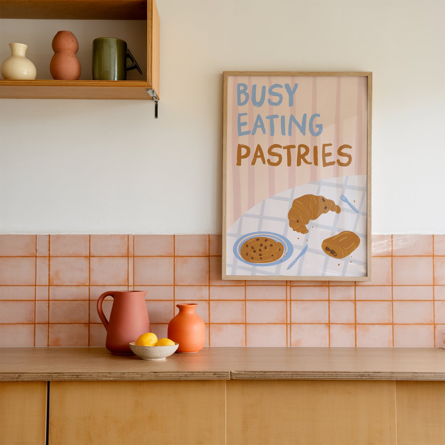 Busy Eating Pastries Coffee Shop Croissant Print