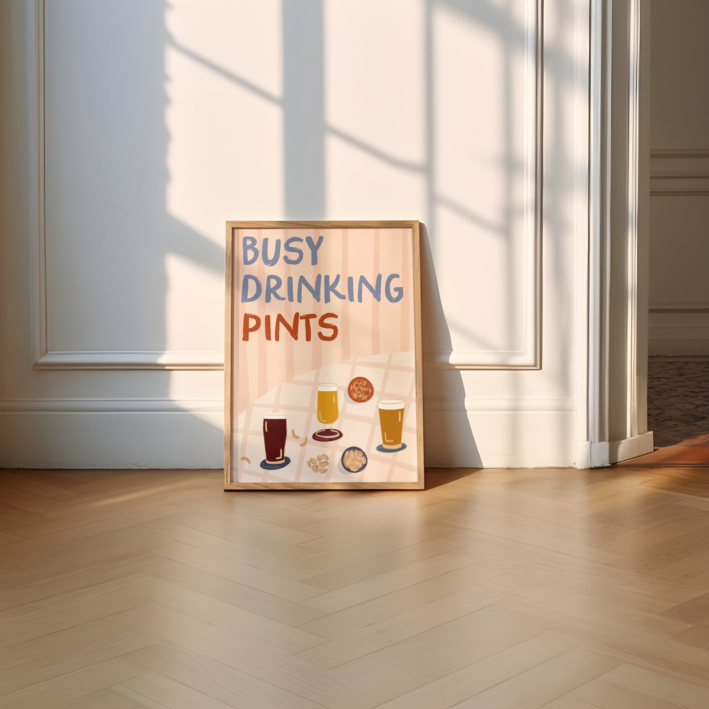 Busy Drinking Pints Bar Print
