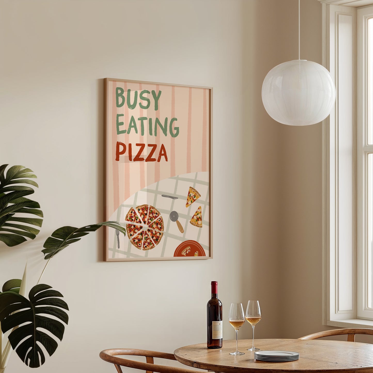 Busy Eating Pizza Italian Print