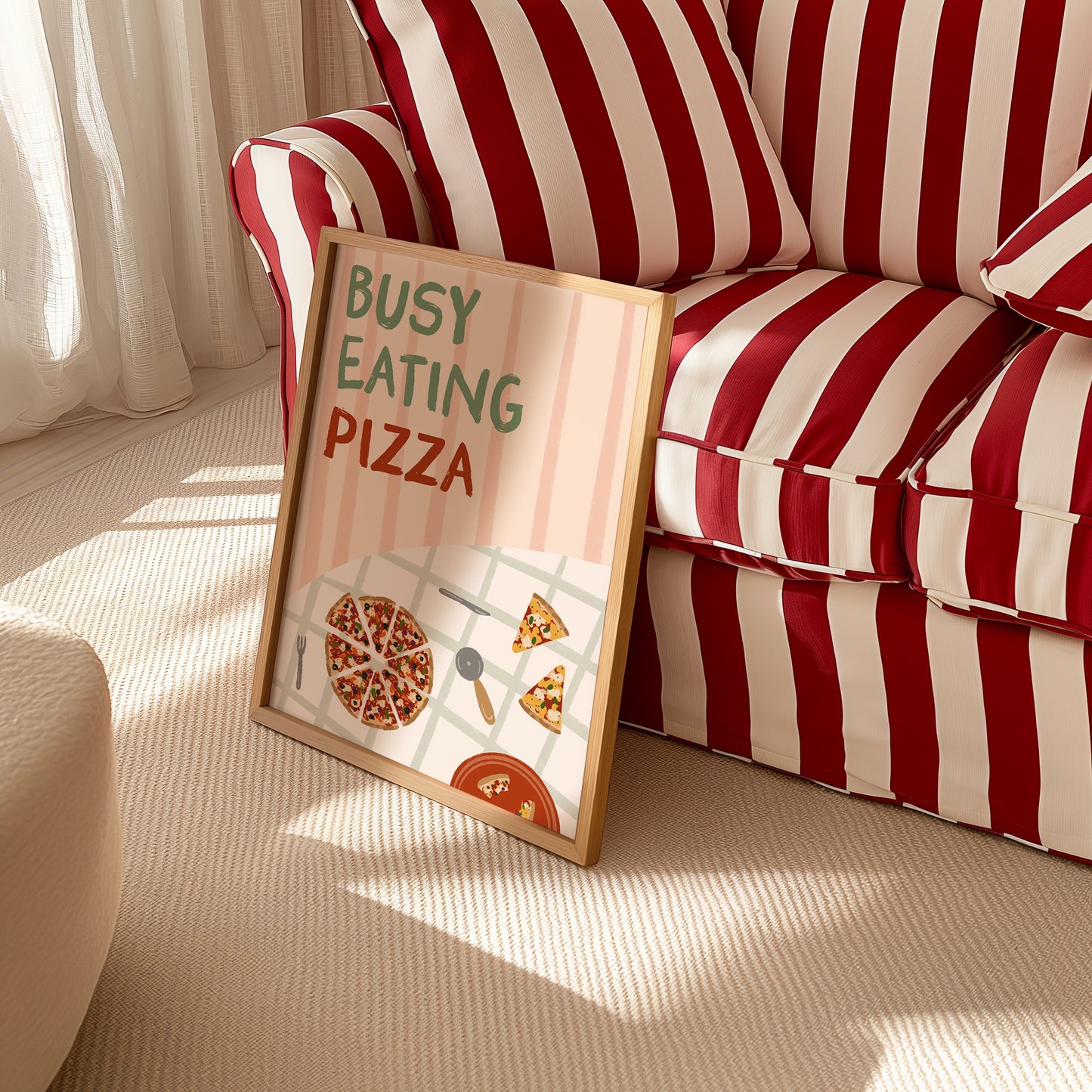 Busy Eating Pizza Italian Print