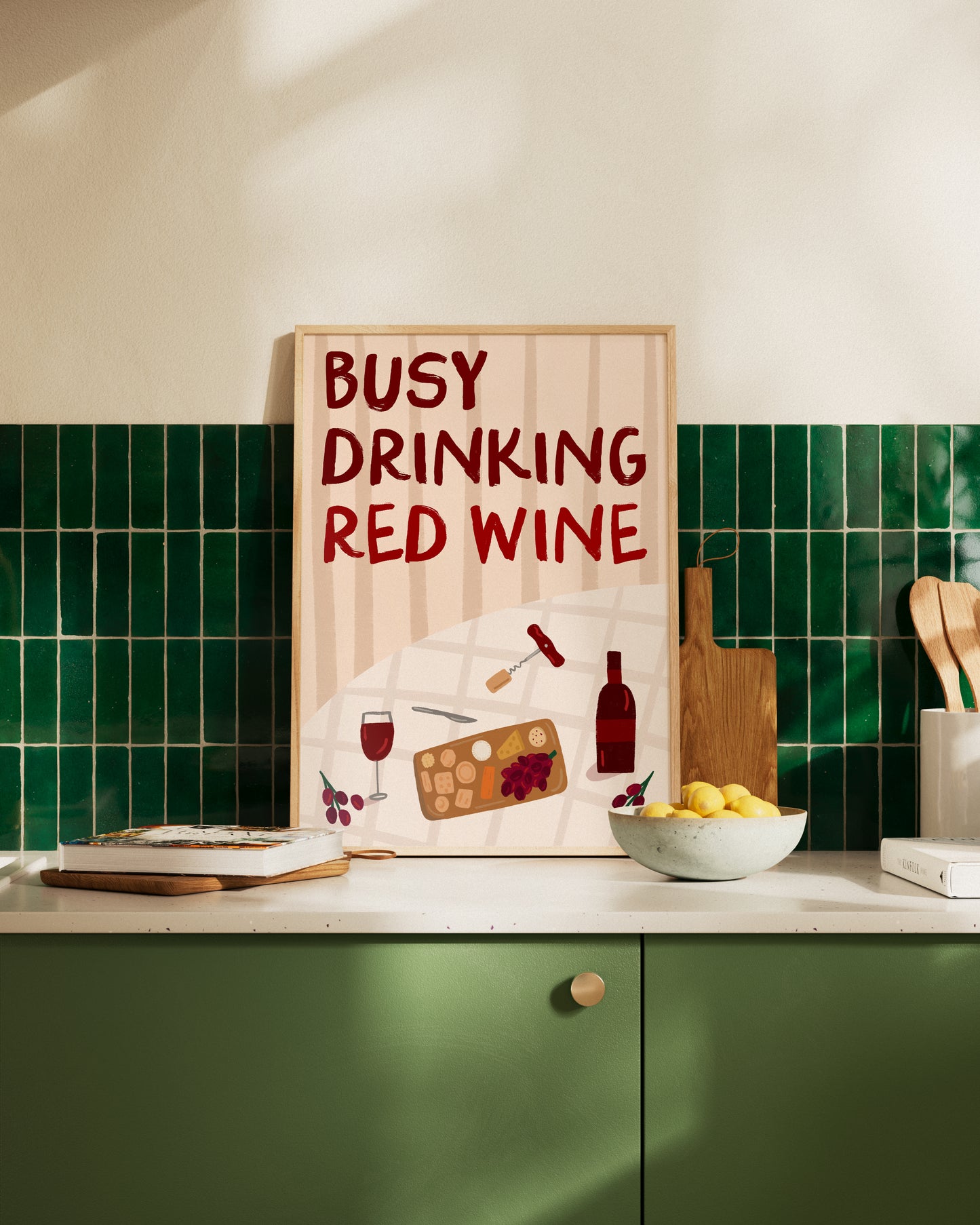 Busy Drinking Red Wine Bar Print