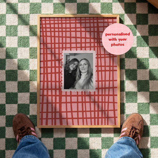 Personalised Pink and Red Photo print