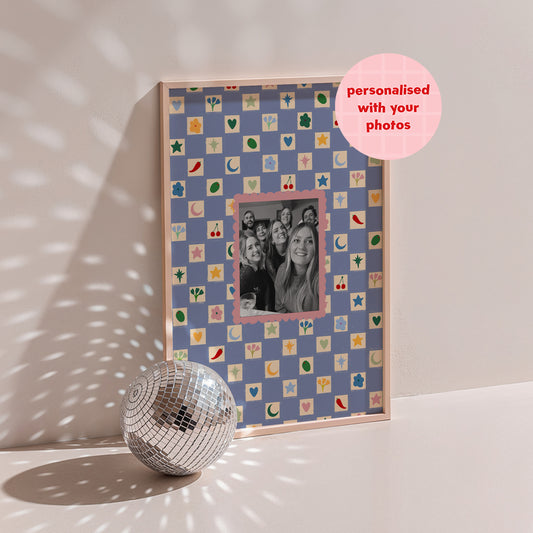 Personalised Funky Blue Photo print