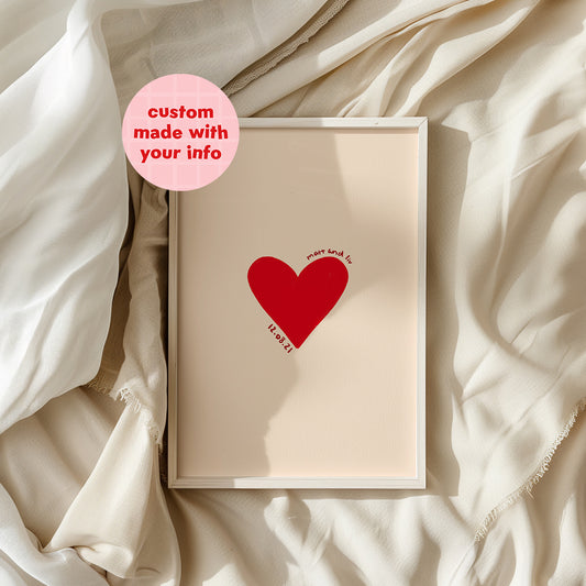 Personalised Couples Love Heart Anniversary Print