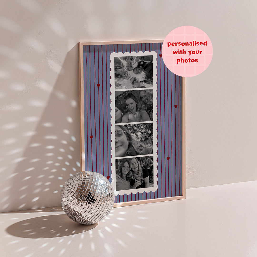 Personalised Blue and Red Photobooth print