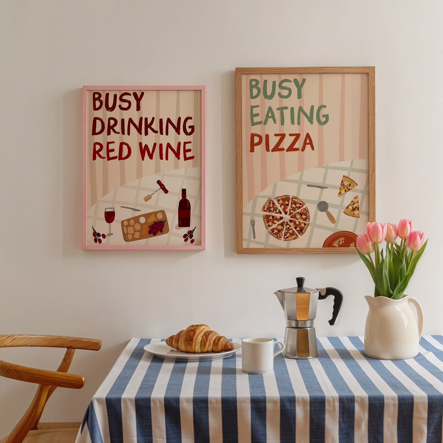 Busy Eating Pizza Italian Print
